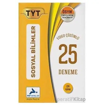TYT Sosyal Bilimler Video Çözümlü 25 Deneme PRF Paraf Yayınları