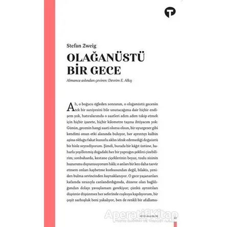 Olağanüstü Bir Gece - Stefan Zweig - Turkuvaz Kitap