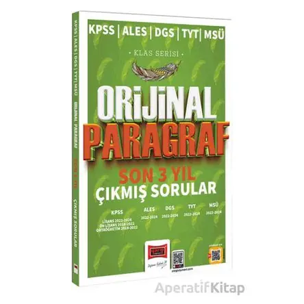 Yargı Yayınları 2025 KPSS ALES DGS TYT MSÜ Klas Serisi Orijinal Paragraf Son 3 Yıl Çıkmış Sorular