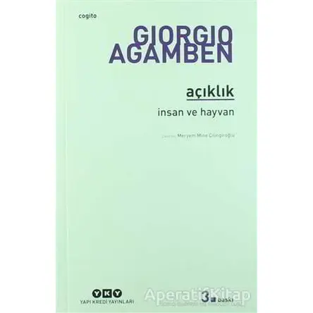 Açıklık - Giorgio Agamben - Yapı Kredi Yayınları