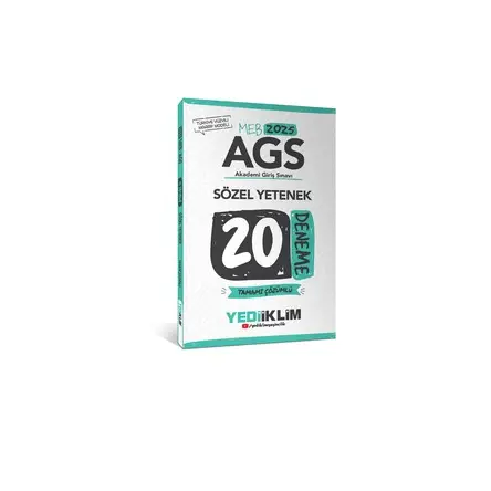 Yediiklim Yayınları 2025 MEB AGS Sözel Yetenek Tamamı Çözümlü 20 Deneme