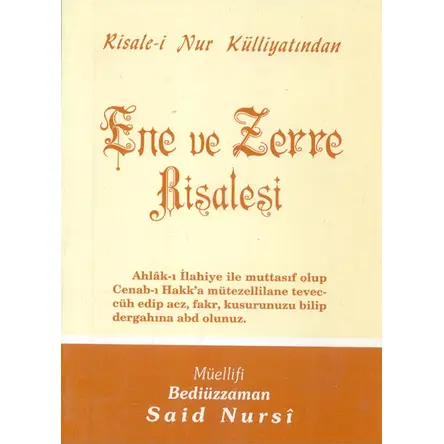 Ene ve Zerre Risalesi Cep Boy - Bediüzzaman Said Nursi - Envar Neşriyat