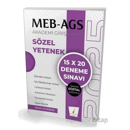 MEB - AGS Hazırlık Sözel Yetenek 15x20 Tamamı Dijital Çözümlü Deneme Sınavı