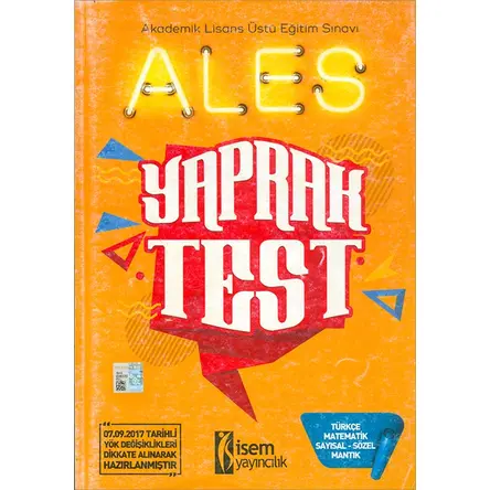 İsem ALES Sayısal Sözel Mantık Yaprak Test 2018