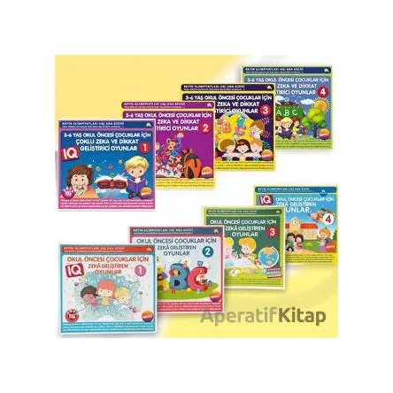 3-4-5-6-7 Yaş ve Üzeri Çocuklar İçin IQ Zeka Geliştiren Akıl Oyunları (8 Kitap Takım)