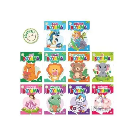 Eğlenceli Boyama Seti (10 Kitap) Dokuz Çocuk