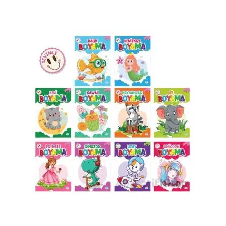 Sevimli Boyama Seti (10 Kitap) Dokuz Çocuk