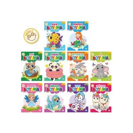 Neşeli Boyama Seti (10 Kitap) Dokuz Çocuk