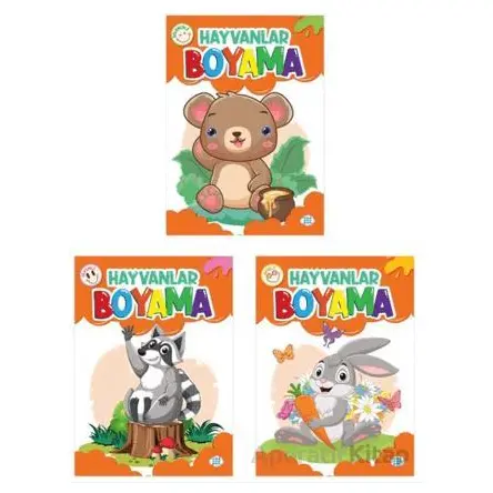 Hayvanlar Boyama Kitabı (3 Kitap) Dokuz Çocuk