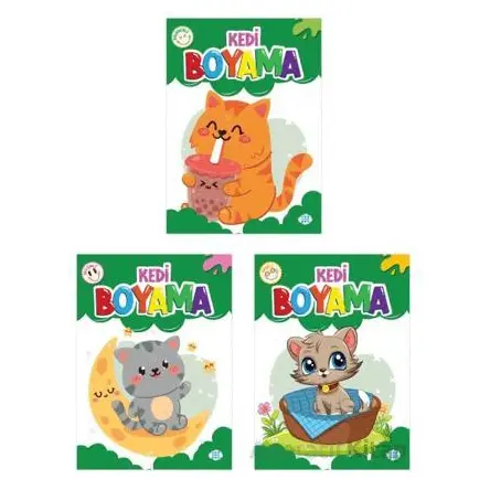 Kedi Boyama Seti (3 Kitap) Dokuz Çocuk