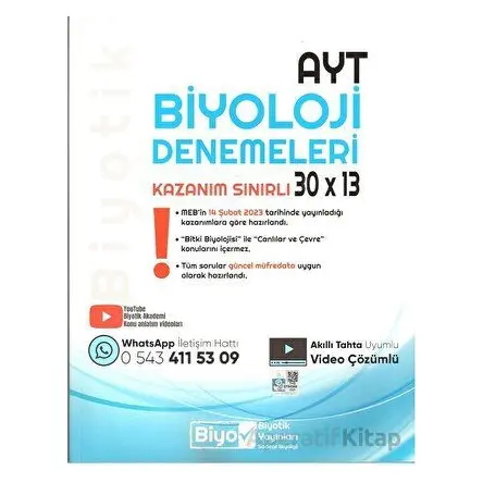AYT Biyoloji Denemeleri (Kampanyalı) Biyotik Yayınları