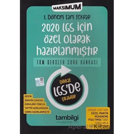 8.Sınıf LGS 1.Dönem Tüm Dersler Maksimum Soru Bankası (Kampanyalı) Tambilgi Yayınları