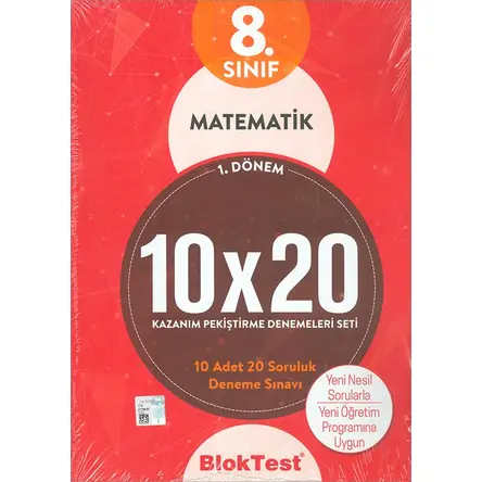 8.Sınıf 1.Dönem Matematik 10x20 Kazanım Pekiştirme Denemeleri Seti (Kampanyalı) Blok Test