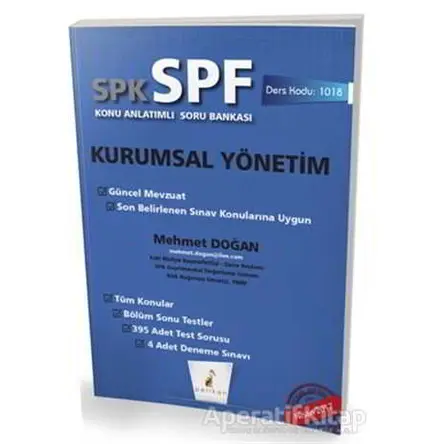 SPK - SPF Kurumsal Yönetim Konu Anlatımlı Soru Bankası