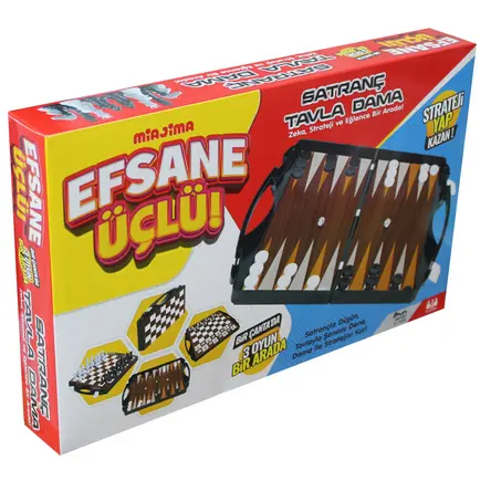 Efsane Üçlü (Satranç Tavla Dama) 3 Oyun Bir Arada