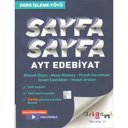 AYT Edebiyat Sayfa Sayfa Ders İşleme Föyü Tammat Yayıncılık