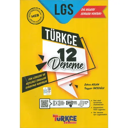 8. Sınıf LGS Türkçe Kulübü 12 Deneme (Kampanyalı) Ankara Yayıncılık
