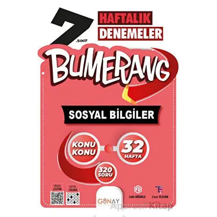 7. Sınıf Bumerang 32 Haftalık Sosyal Bilgiler Denemeleri (Kampanyalı) Günay Yayınları