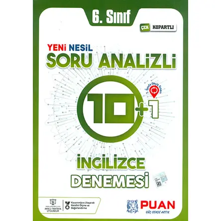6.Sınıf İngilizce Soru Analizli 10+1 Deneme Puan Yayınları