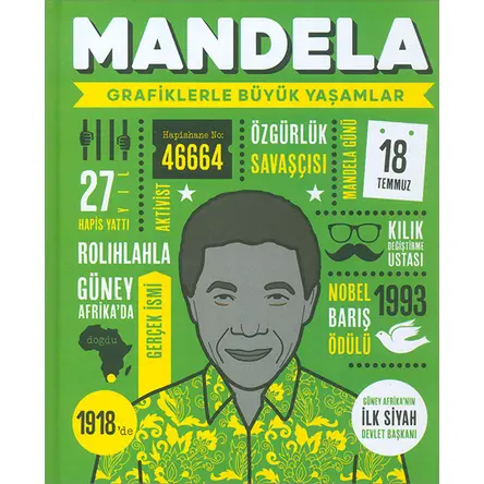 Mandela (Grafiklerle Büyük Yaşamlar) Ciltli Sert Kapak - Mor Elma