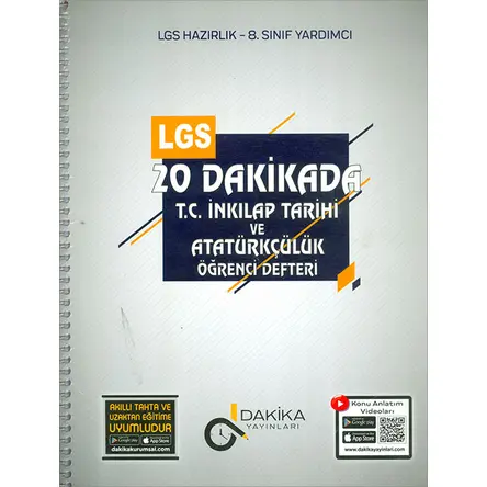 8.Sınıf LGS İnkılap Tarihi Öğrenci Defteri (Kampanyalı) Dakika Yayınları