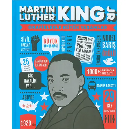 Martin Luther King (Grafiklerle Büyük Yaşamlar) Ciltli Sert Kapak - Mor Elma