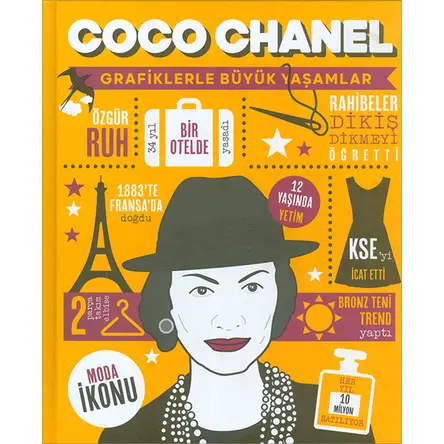 Coco Chanel (Grafiklerle Büyük Yaşamlar) Ciltli Sert Kapak - Mor Elma