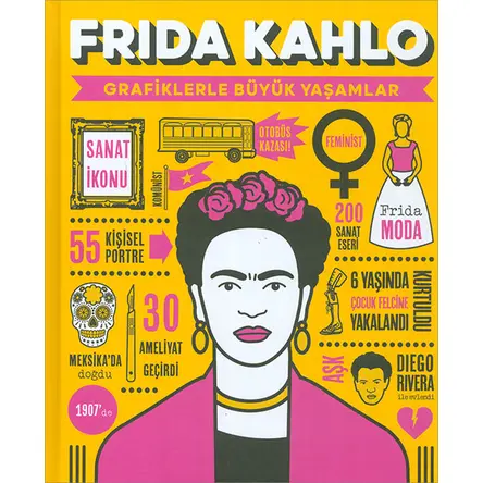 Frida Kahlo (Grafiklerle Büyük Yaşamlar) Ciltli Sert Kapak - Mor Elma
