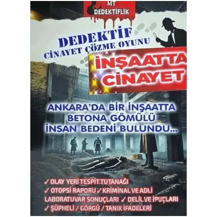 Dedektiflik Cinayet Çözme Oyunu - İnşaatta Cinayet - MT Dedektif Yayınları