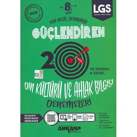 8.Sınıf Güçlendiren Din Kültürü ve Ahlak Bilgisi 20 Deneme Ankara Yayıncılık