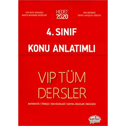 Editör 4.Sınıf Vip Tüm Dersler Konu Anlatımlı Hedef 2020