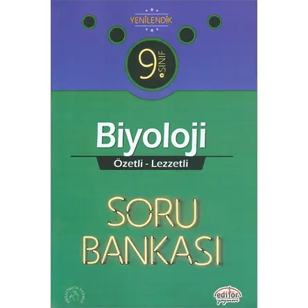 Editör 9. Sınıf VIP Biyoloji Özetli Lezzetli Soru Bankası