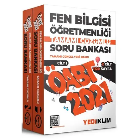 Yediiklim 2021 ÖABT Fen Bilgisi Öğretmenliği Çözümlü Soru Bankası 2 Cilt