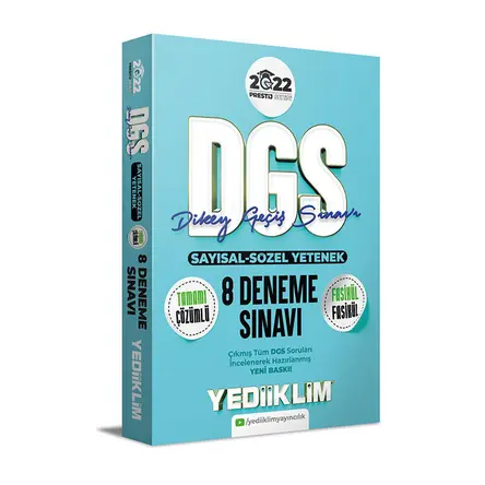 Yediiklim 2022 Prestij Serisi DGS Tamamı Çözümlü 8 Fasikül Deneme