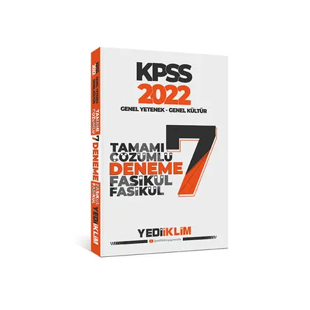 Yediiklim 2022 KPSS GY-GK Tamamı Çözümlü 7 Fasikül Deneme