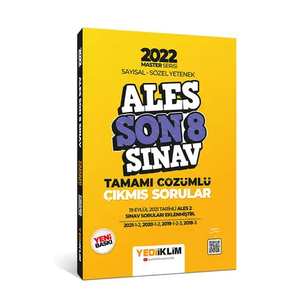 Yediiklim 2022 Master Serisi ALES Sayısal- Sözel Yetenek Son 8 Sınav Tamamı Çözümlü Çıkmış Sorular