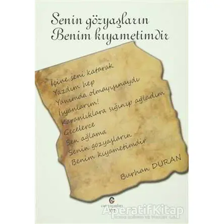 Senin Gözyaşların Benim Kıyametimdir - Burhan Duran - Can Yayınları (Ali Adil Atalay)