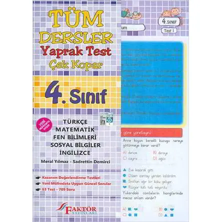 Faktör 4.Sınıf Tüm Dersler Yaprak Test Çek Kopar