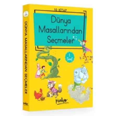1. Sınıf Dünya Masallarından Seçmeler (Düz Yazı) 10 Kitaplık Set Pinokyo Yayınları