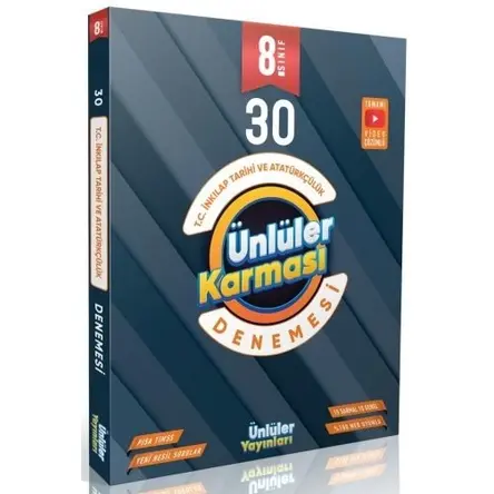 Ünlüler 2021 8. Sınıf T.C İnkılap Tarihi ve Atatürkçülük Ünlüler Karması 30 Deneme Video Çözümlü