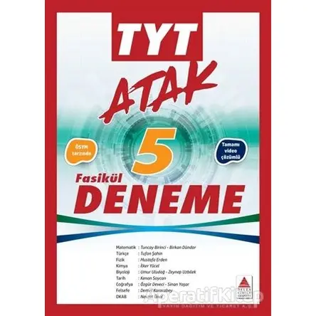 Delta TYT Atak 5li Fasikül Tamamı Çözümlü Deneme