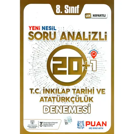 8.Sınıf LGS İnkılap Tarihi Soru Analizli 20+1 Deneme Puan Yayınları