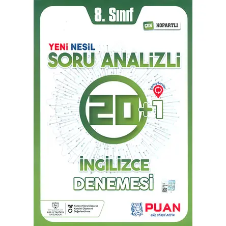 8.Sınıf İngilizce Soru Analizli 10+1 Deneme Puan Yayınları