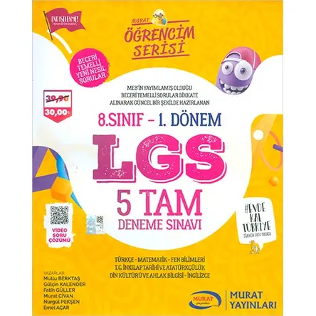 Murat 8.Sınıf 1.Dönem LGS 5 Tam Deneme Sınavı