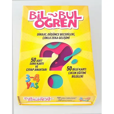 Bil Bul Öğren Kutulu 3-4 Yaş - Mavi Panda Yayınları