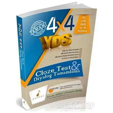 4x4 YDS Seti 3. Kitap Cloze Test, Diyalog Tamamlama - Mustafa Demir - Pelikan Tıp Teknik Yayıncılık