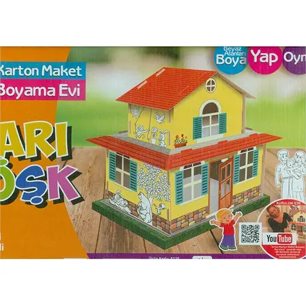 Sarı Köşk 3D Karton Maket Boyama Evi Arnas Toys