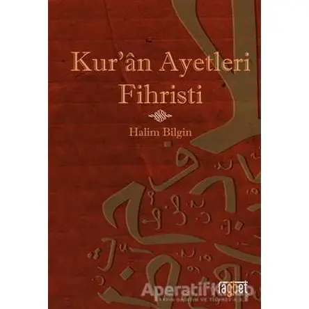 Kuran Ayetleri Fihristi - Halim Bilgin - Rağbet Yayınları
