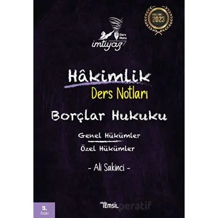 İmtiyaz Borçlar Hukuku Genel Hükümler- Özel Hükümler Hakimlik Ders Notları