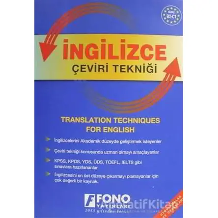 İngilizce Çeviri Tekniği - Birsen Çankaya - Fono Yayınları